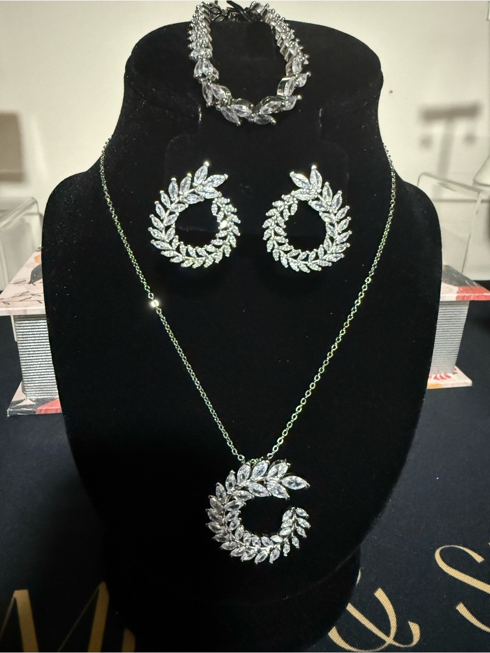 3 Piece 925 Sterling CZ Necklace Earrings & Bracelet Stunning Set